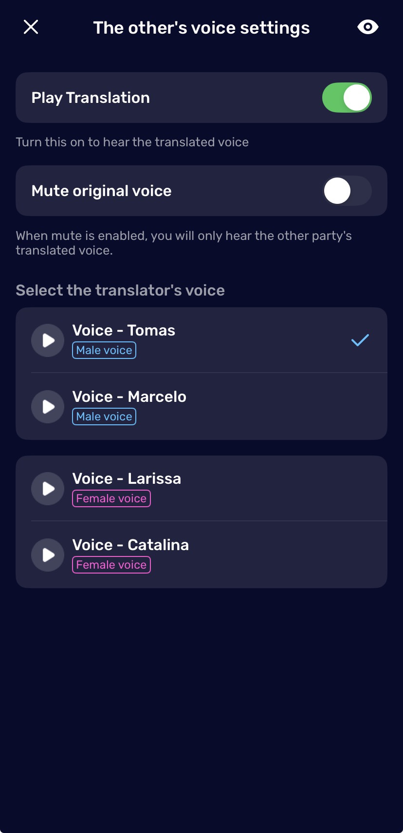 Set up Recipient’s Translation Voice