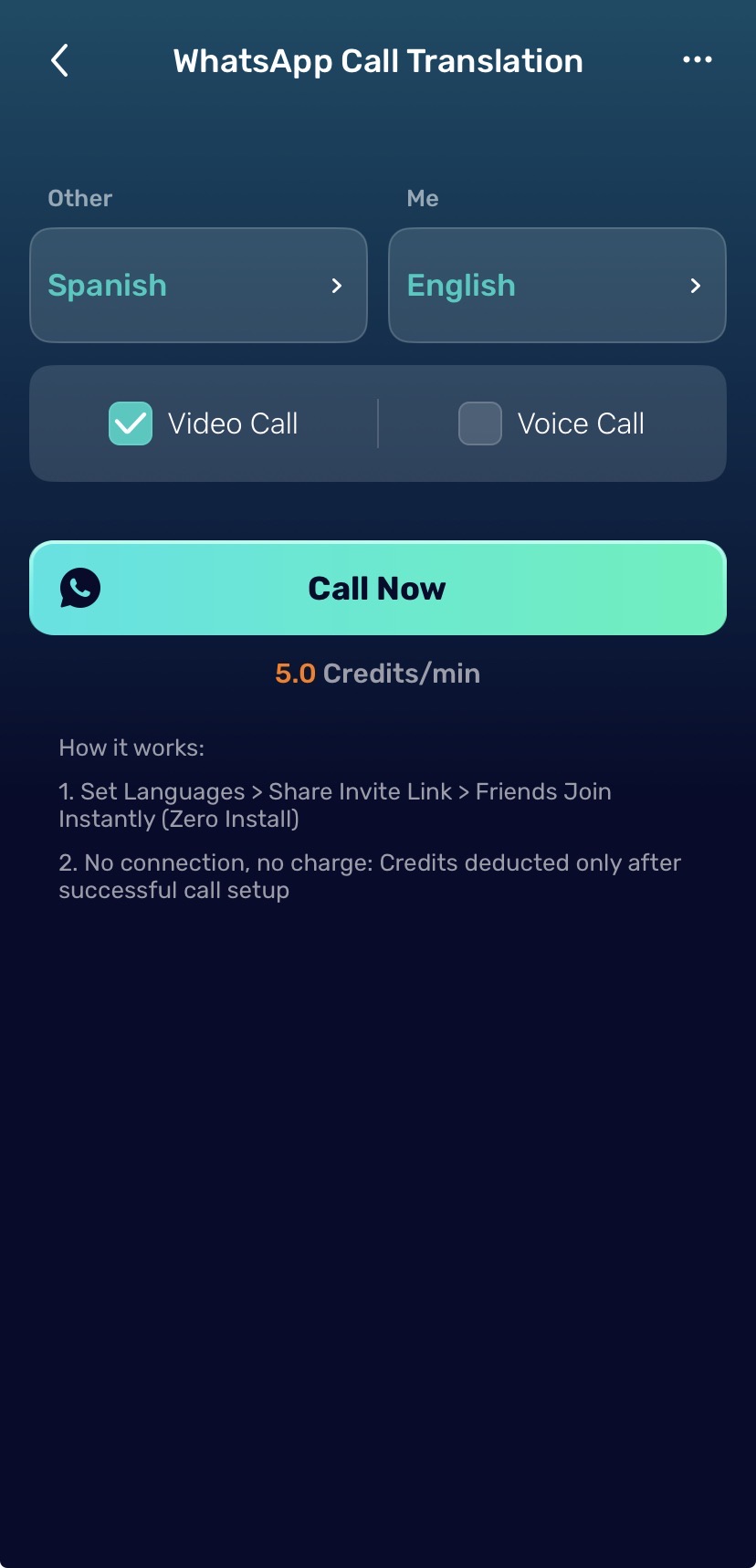 Set up video call languages