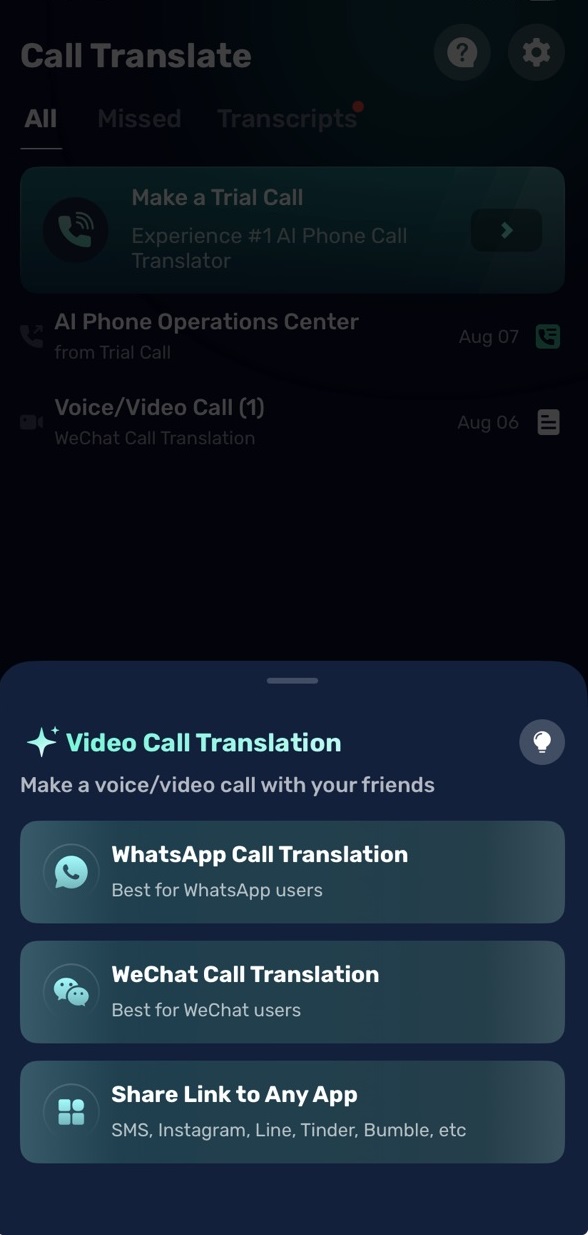 Select the app for video call
