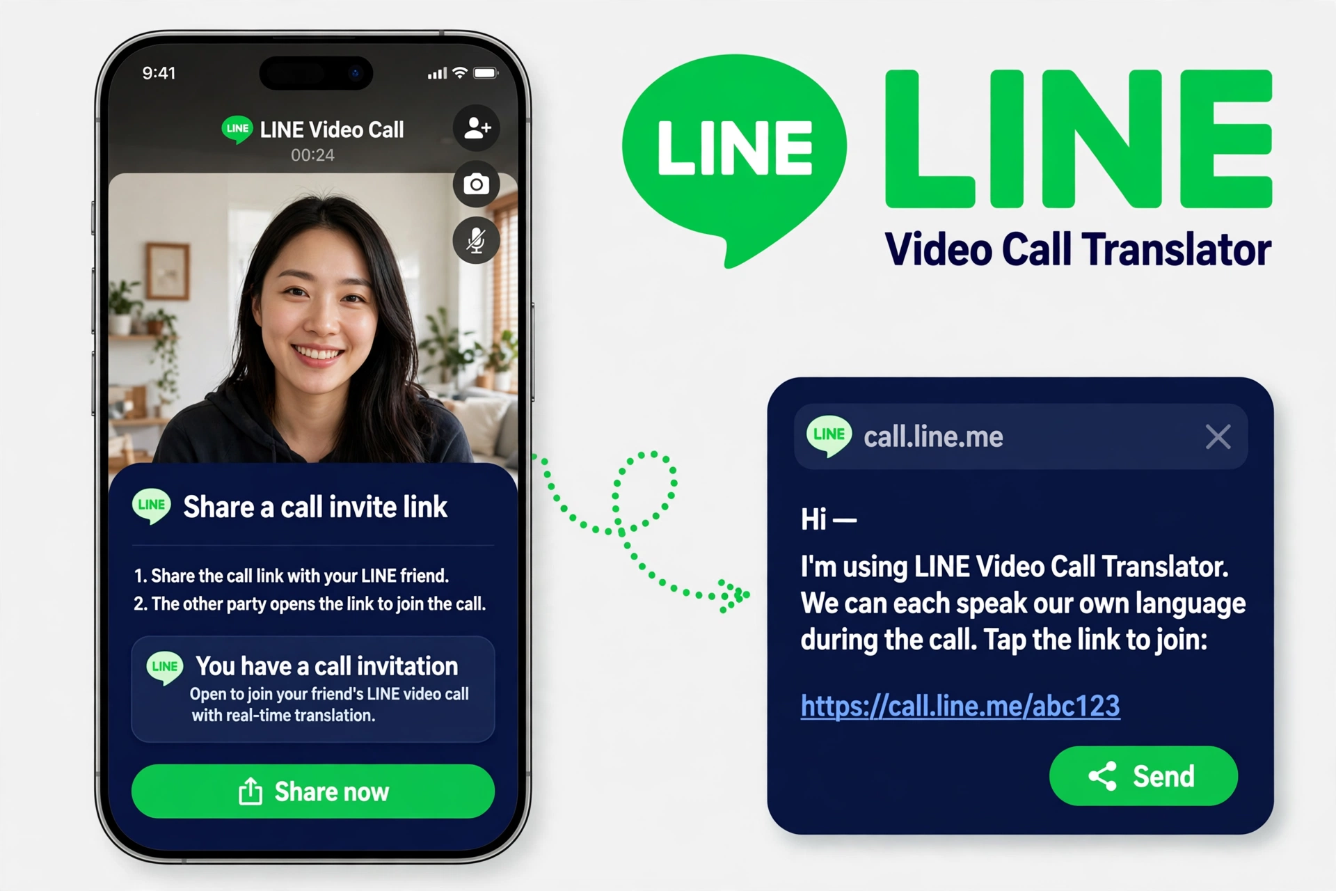 Compartilhe o link de convite no LINE