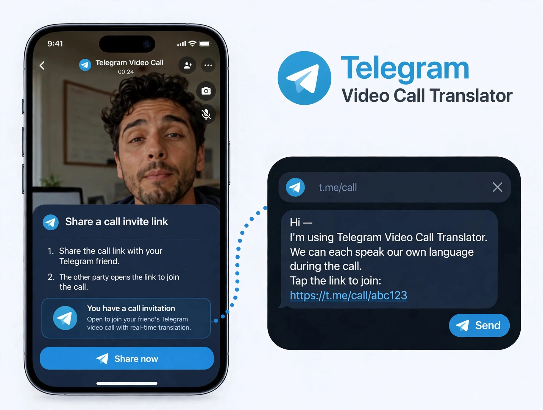 Send the invite link in Telegram