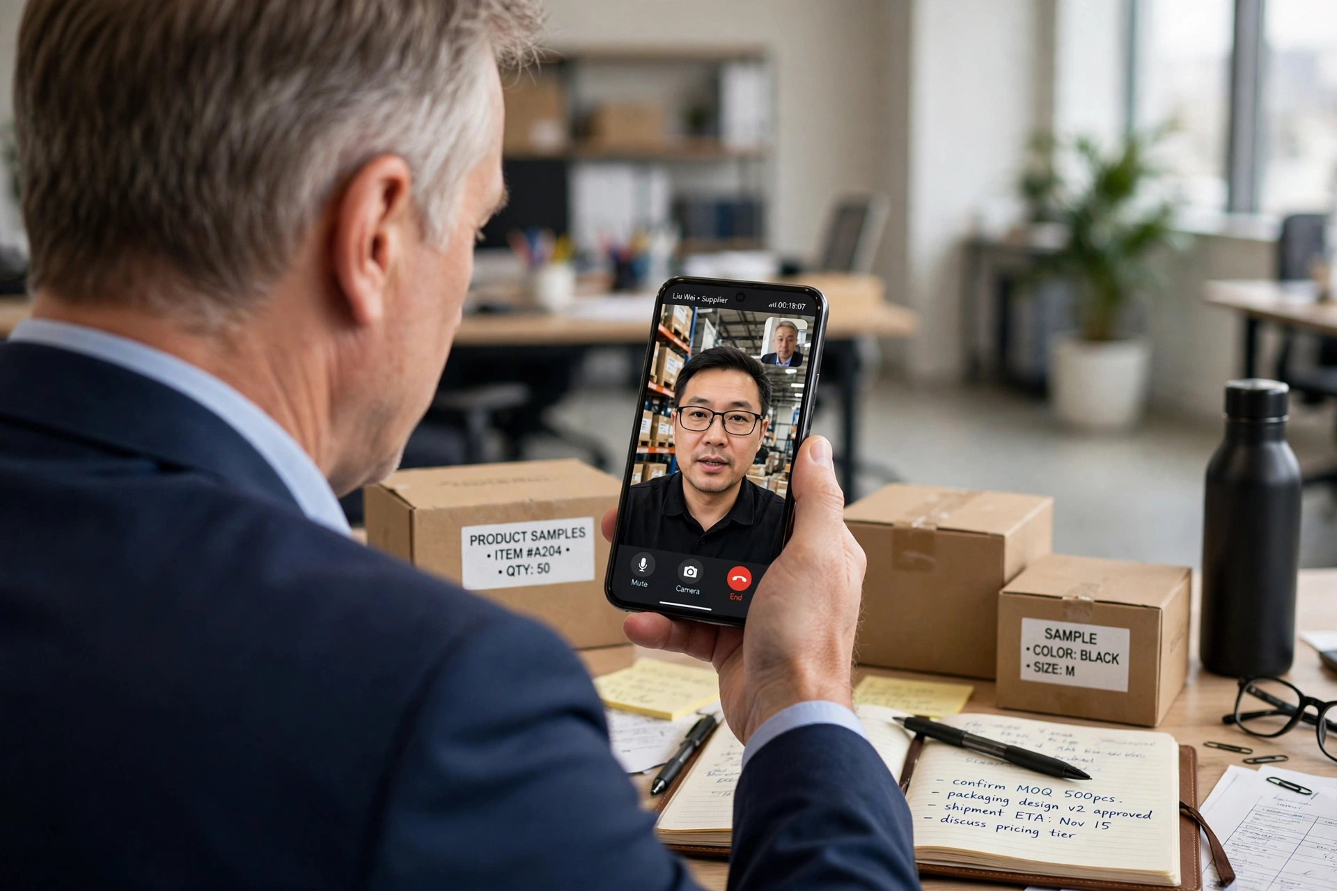 A business video call with partners in China across languages